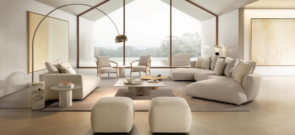 Modulaire beige design bank Tamashi van Talenti in modern minimalistisch interieur